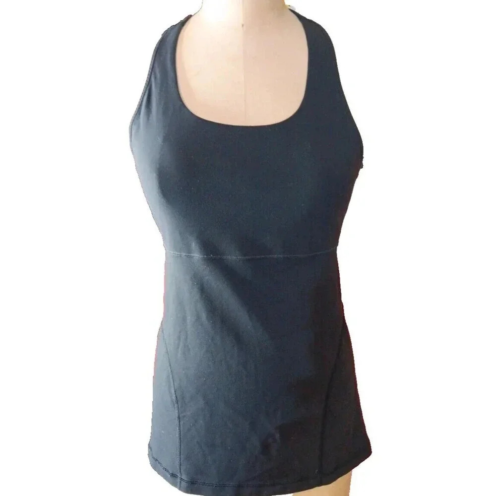LULULEMON Black Racerback‎ Active Athletic Gym Lounge Wear Top SZ 10
